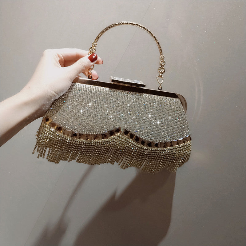 Petite robe de soirée avec pompon et perles pour femmes, sacs de soirée