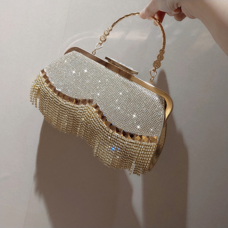 Petite robe de soirée avec pompon et perles pour femmes, sacs de soirée