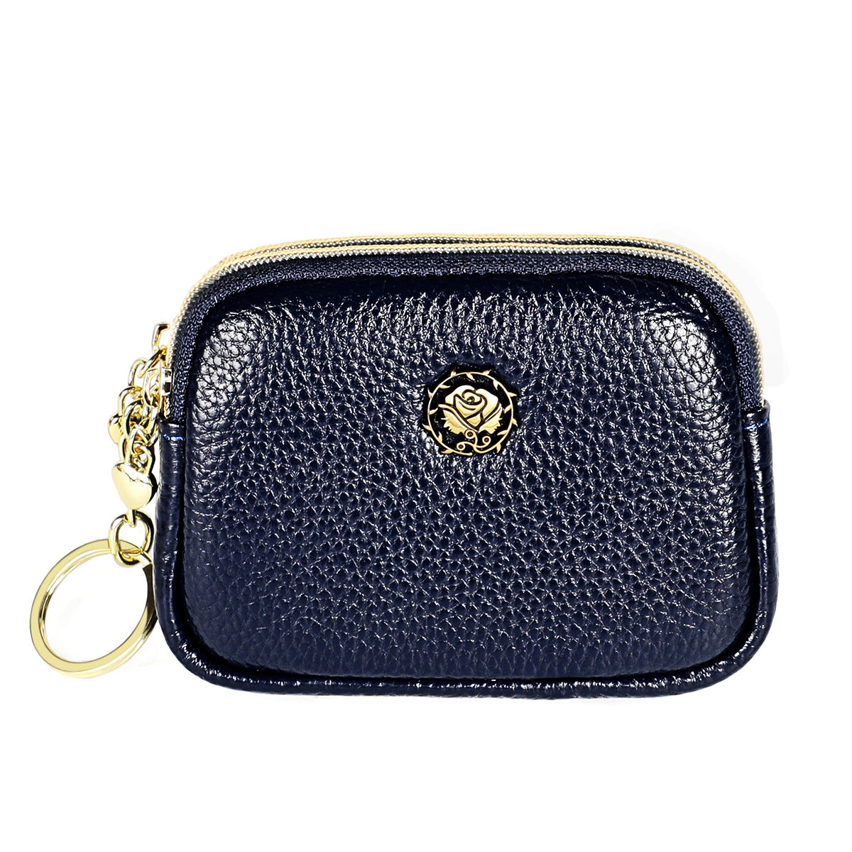 Mini porte-monnaie en cuir de vache pour femmes, Simple, Double fermeture éclair, mignon, poche