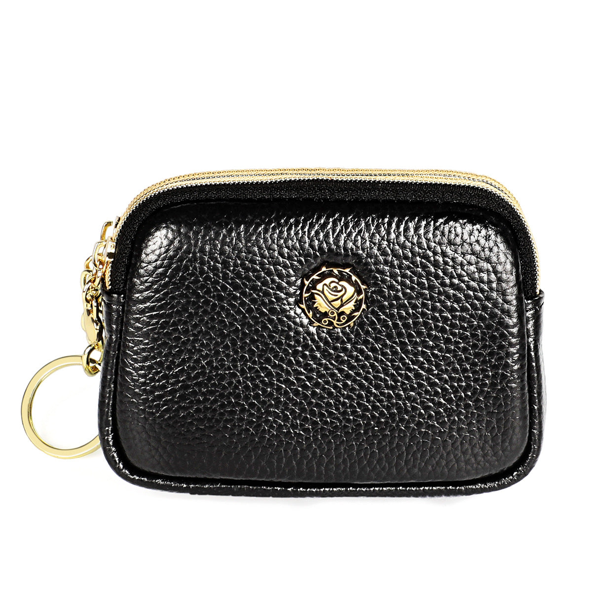 Mini porte-monnaie en cuir de vache pour femmes, Simple, Double fermeture éclair, mignon, poche