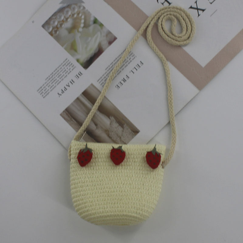 Mini pochette d'été mignonne en paille tissée, porte-monnaie pour enfants