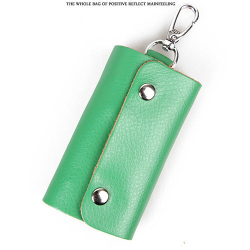 Candy Color Cowhide Genuine Leather Unisex Key Bags