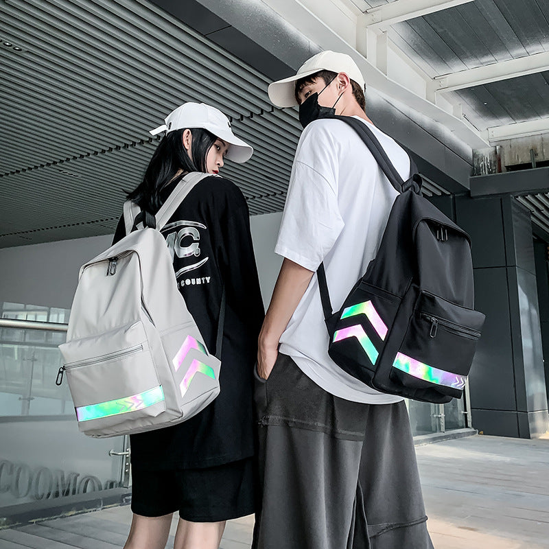 Women's & Men's & Cool Reflective Stripe Korean Simple Early The Campus Of Backpacks