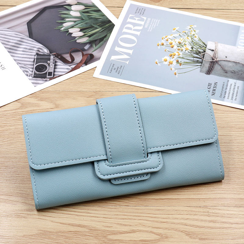 Pochette longue à trois volets pour femmes, portefeuilles à la mode coréenne Simple pour dames