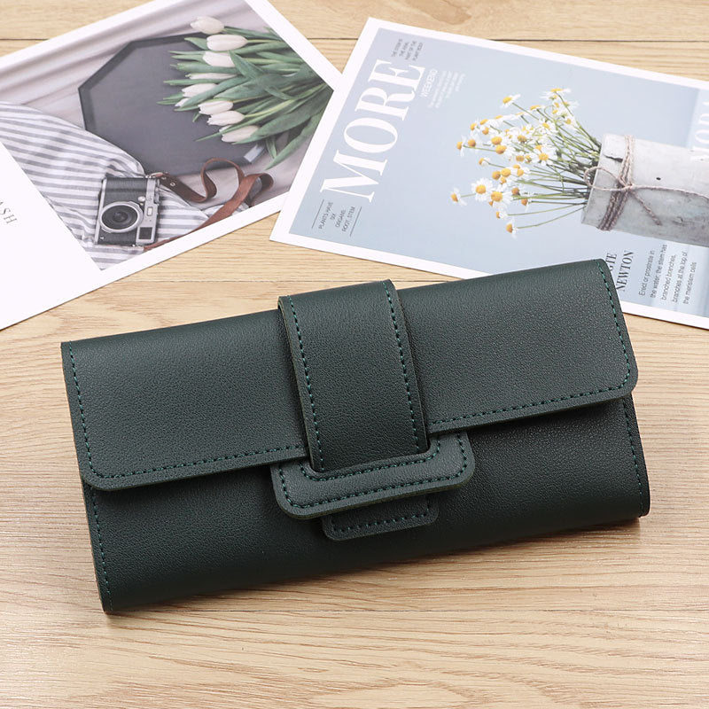 Pochette longue à trois volets pour femmes, portefeuilles à la mode coréenne Simple pour dames