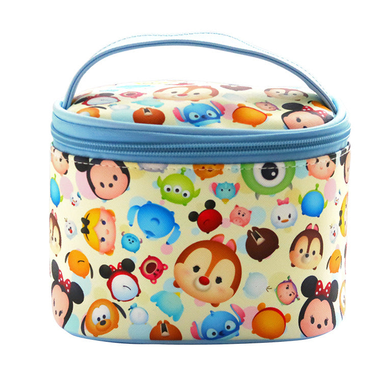 Round Barrel Cartoon Cute Large Capacity Cosmetic Bags