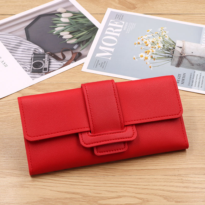 Women's Long Three-fold Clutch Korean Simple Fashion Ladies Wallets