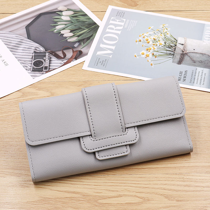 Pochette longue à trois volets pour femmes, portefeuilles à la mode coréenne Simple pour dames