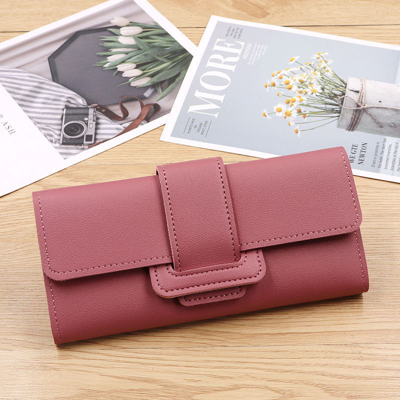 Pochette longue à trois volets pour femmes, portefeuilles à la mode coréenne Simple pour dames