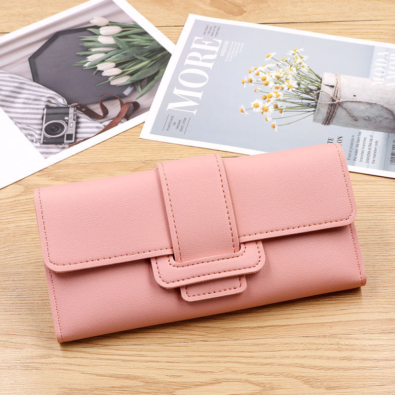 Pochette longue à trois volets pour femmes, portefeuilles à la mode coréenne Simple pour dames