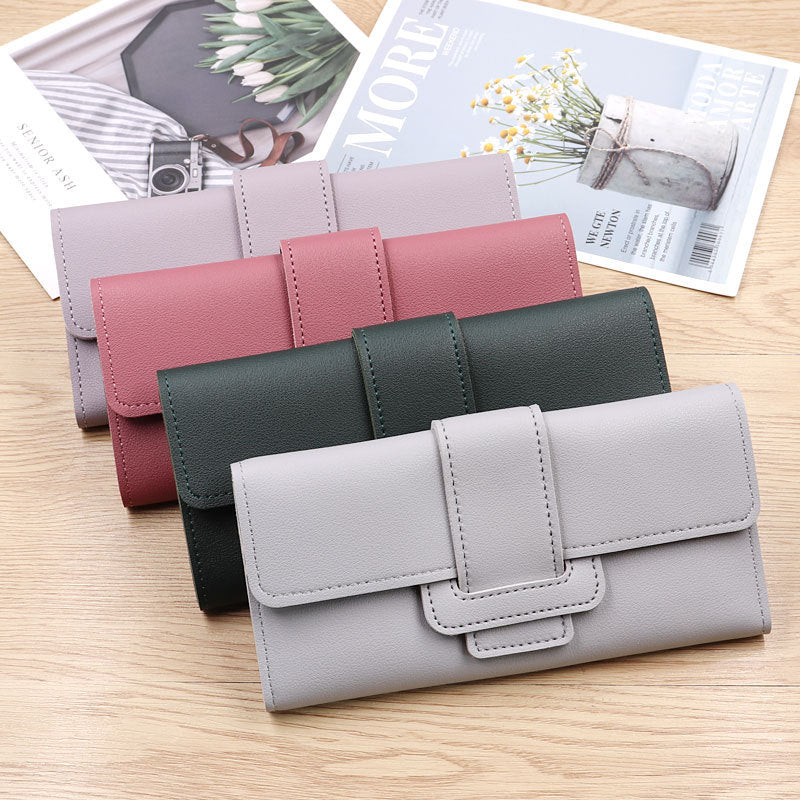 Women's Long Three-fold Clutch Korean Simple Fashion Ladies Wallets