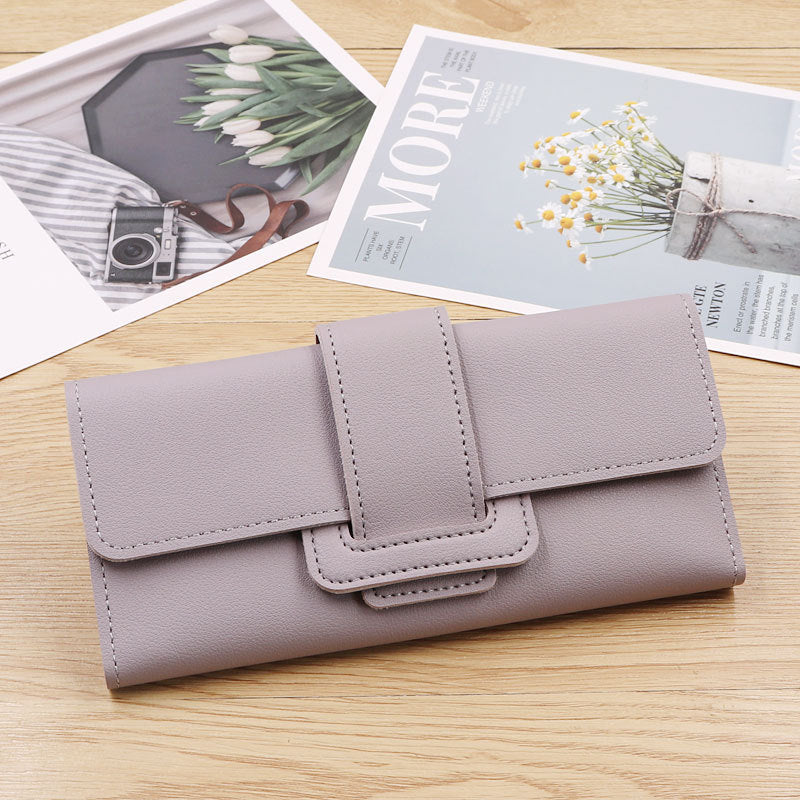 Pochette longue à trois volets pour femmes, portefeuilles à la mode coréenne Simple pour dames