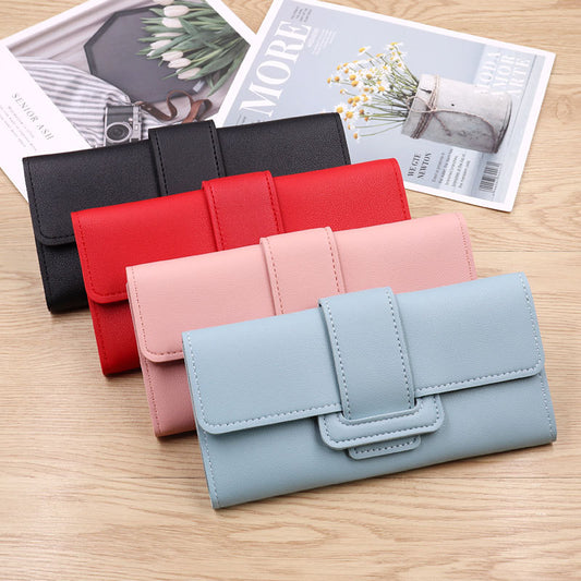 Pochette longue à trois volets pour femmes, portefeuilles à la mode coréenne Simple pour dames