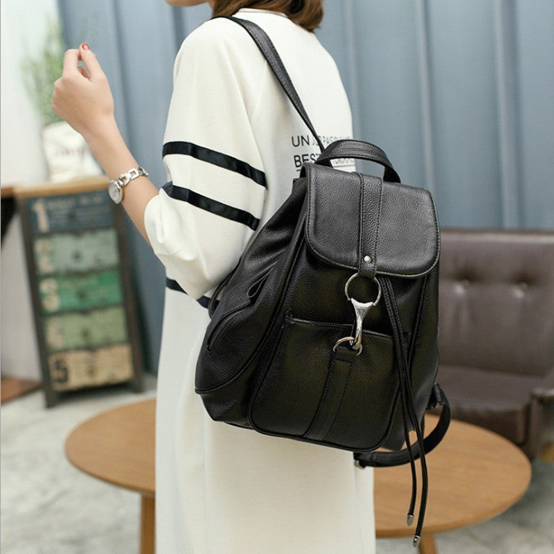 Women's Korean Fashionable Large Capacity Soft Leather Bags