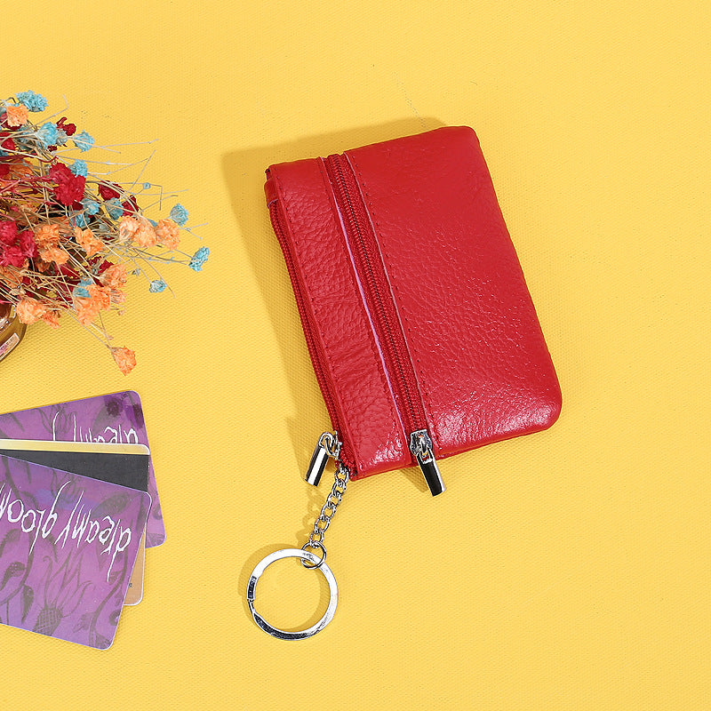 Porte-monnaie en cuir véritable de vache, petit cadeau pour femmes, première couche