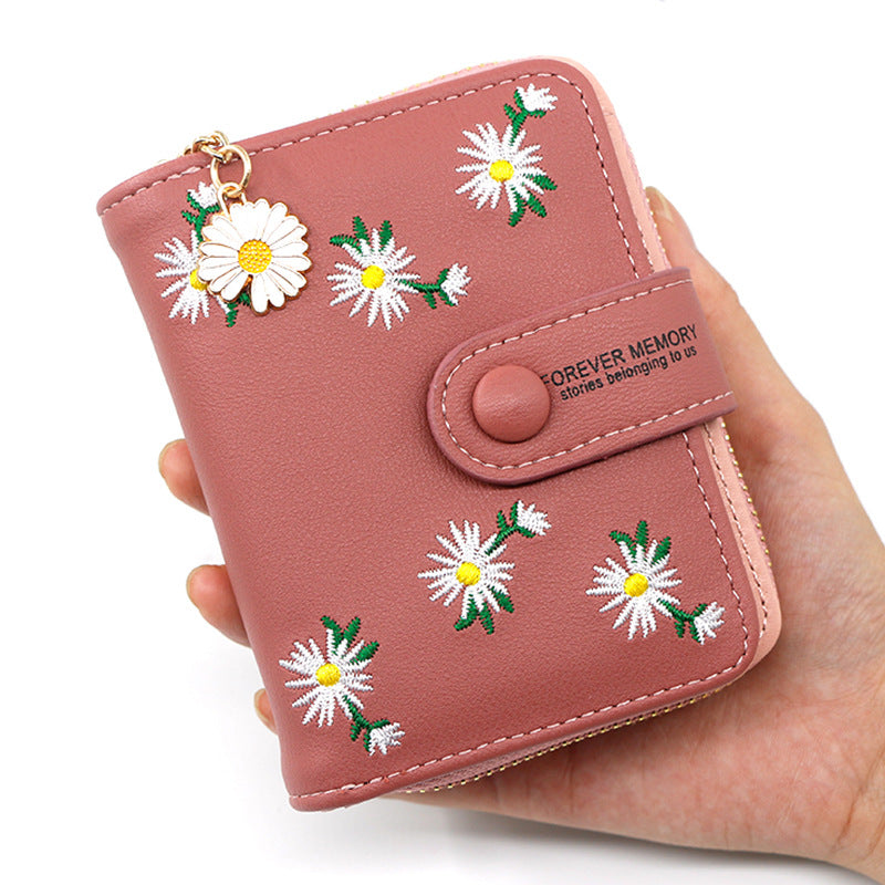 Women's Personalized Short Zipper Hasp Clutch Embroidered Purses