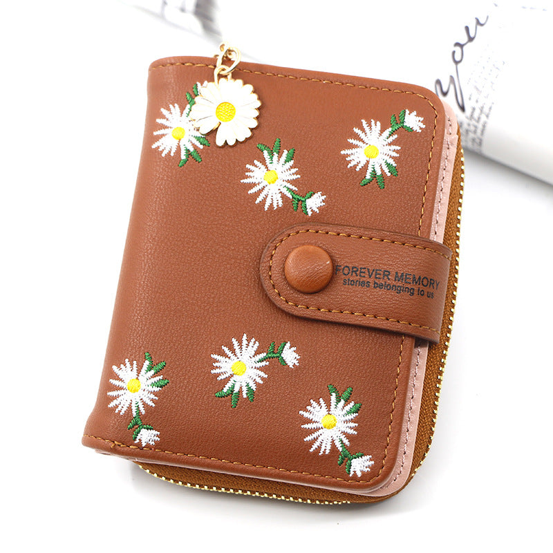 Women's Personalized Short Zipper Hasp Clutch Embroidered Purses