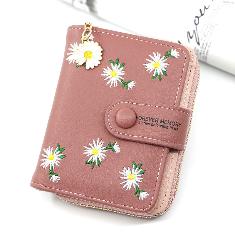 Women's Personalized Short Zipper Hasp Clutch Embroidered Purses