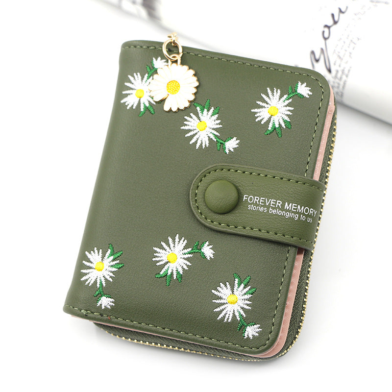 Women's Personalized Short Zipper Hasp Clutch Embroidered Purses