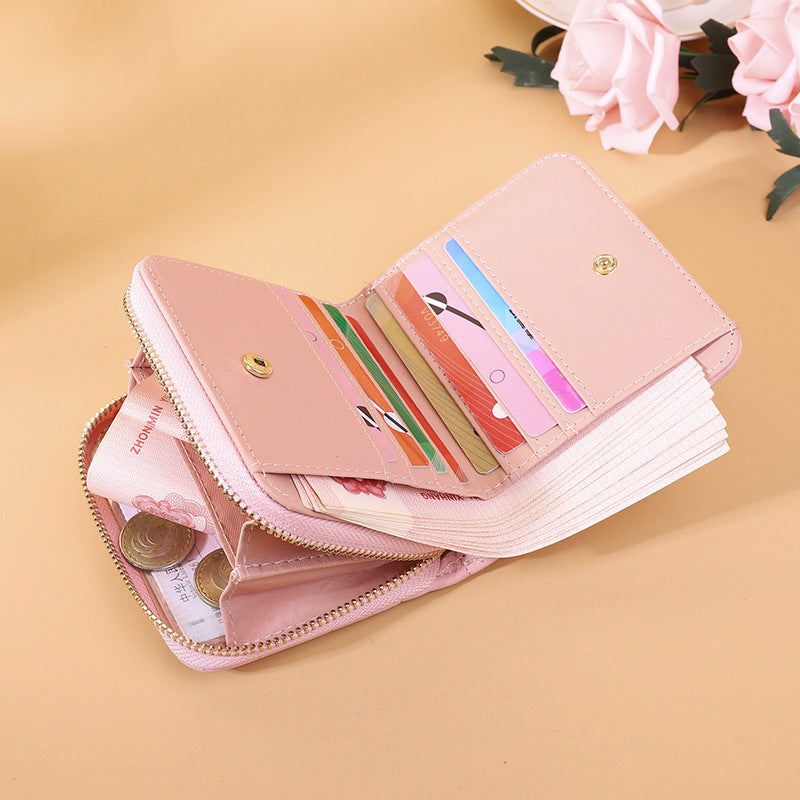 Women's Korean Style Mini Short Zipper Cute Ladies Wallets