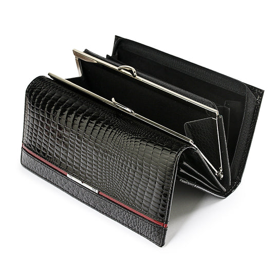 Women's Leather Patent Design Luxury Crocodile Pattern Ladies Wallets