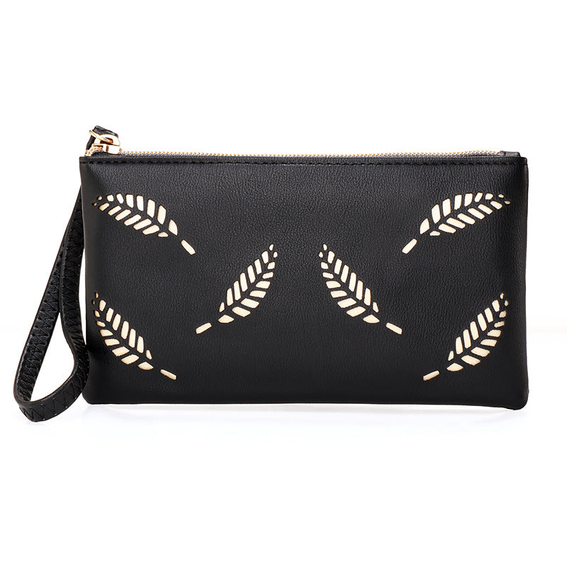 Women's Charming Leaf Hollow Zipper Mobile Ladies Wallets