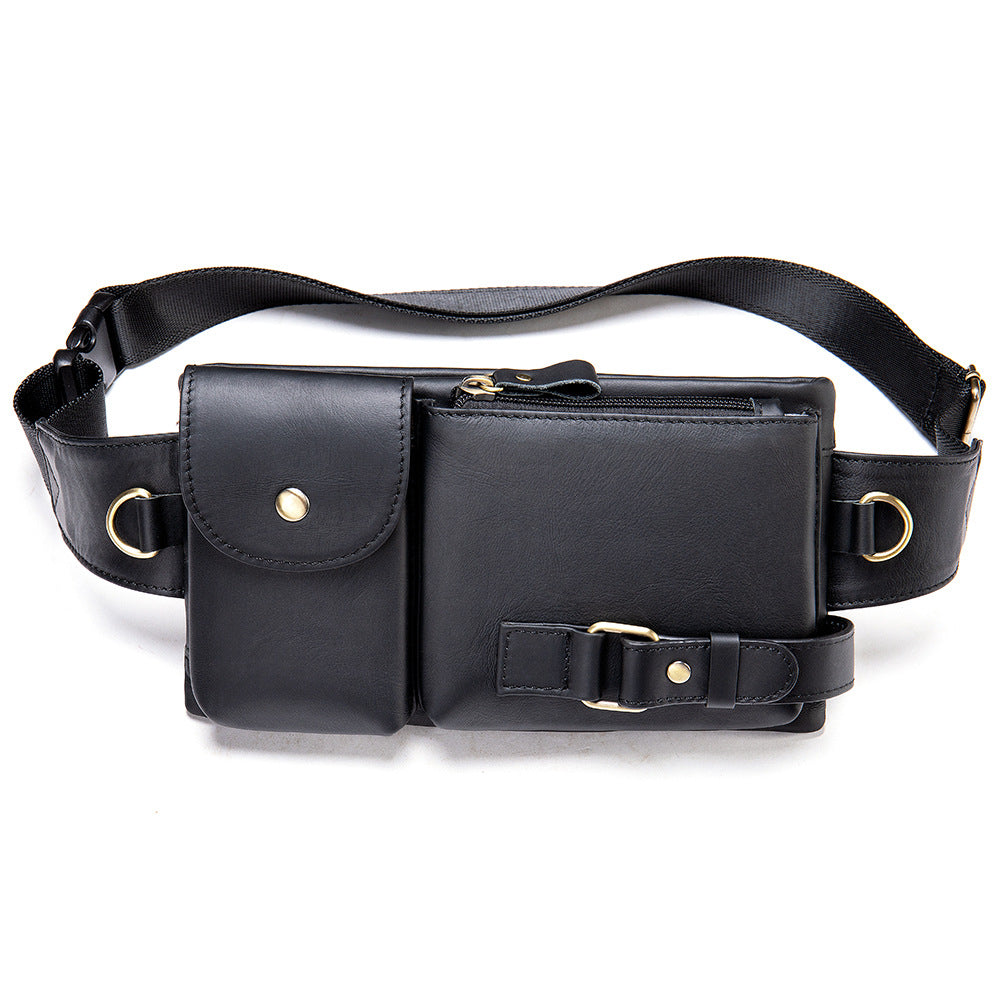 Men's Leather Pocket First Layer Cowhide Mobile Men's Waist Packs