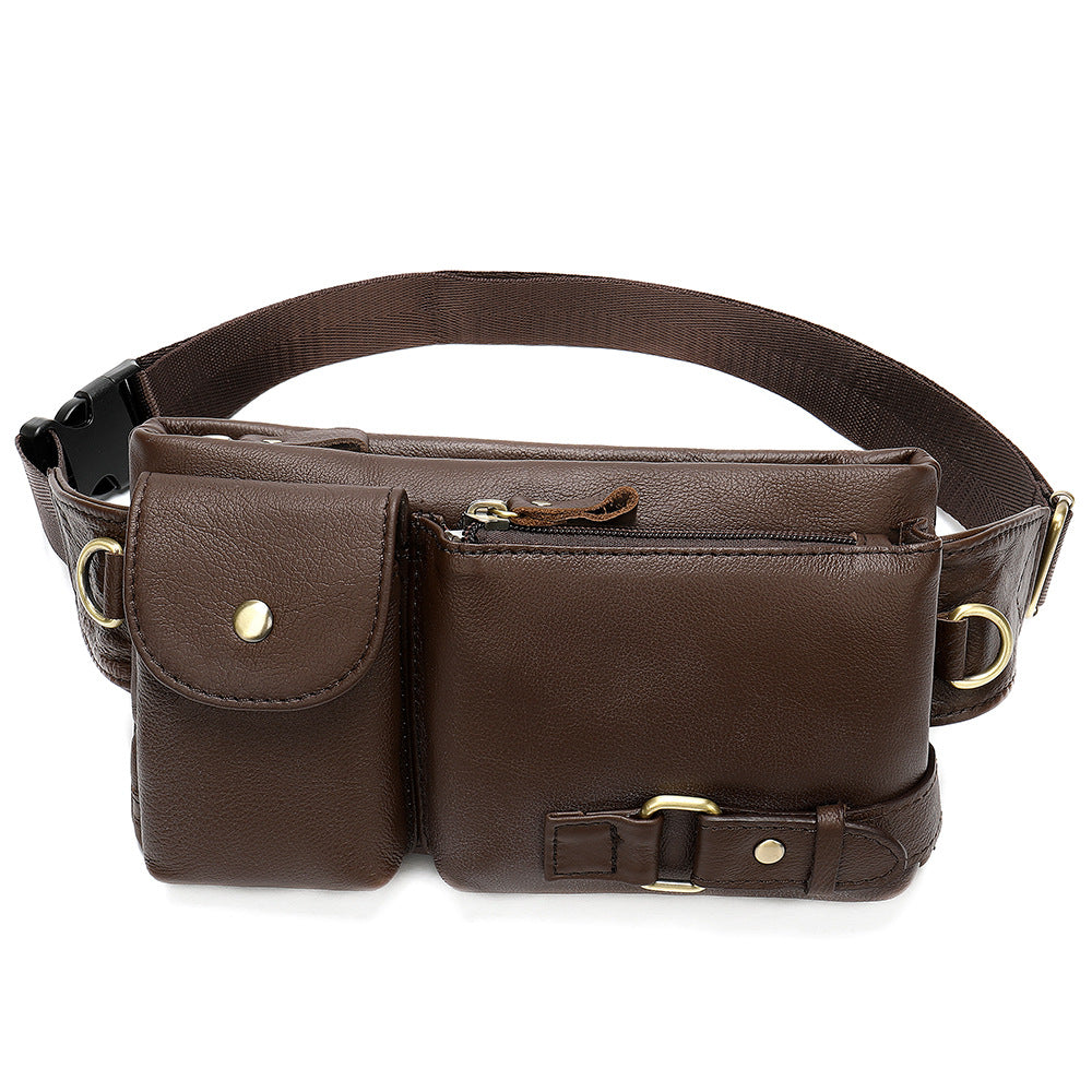 Men's Leather Pocket First Layer Cowhide Mobile Men's Waist Packs