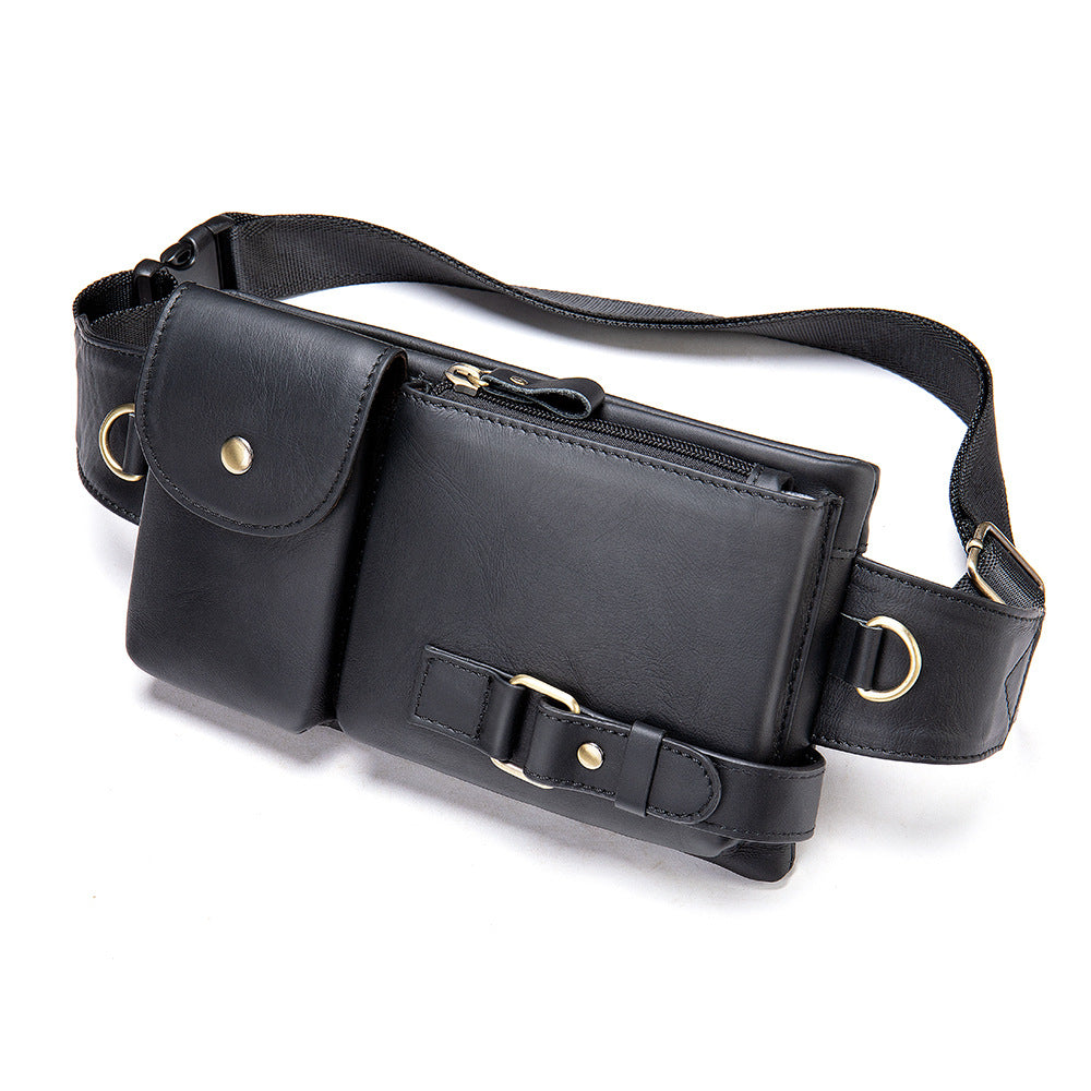 Men's Leather Pocket First Layer Cowhide Mobile Men's Waist Packs