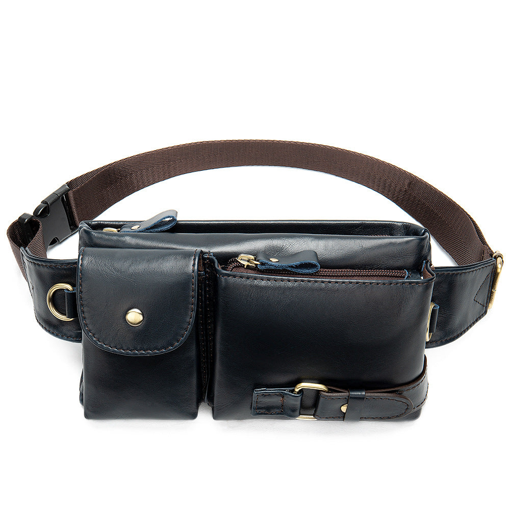 Men's Leather Pocket First Layer Cowhide Mobile Men's Waist Packs