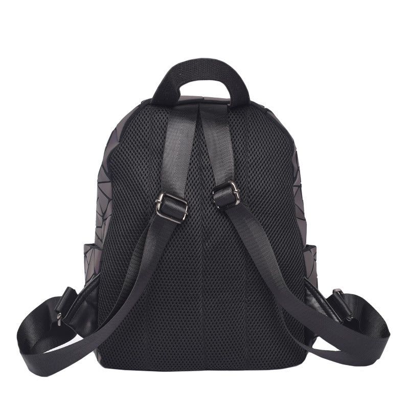 Women's Rhombus Fashion Zipper Luminous Geometric Versatile Backpacks