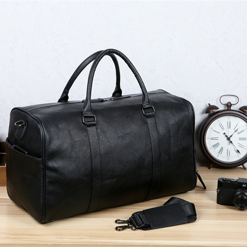 Men's Leather Vintage Large Capacity With Shoe Travel Bags