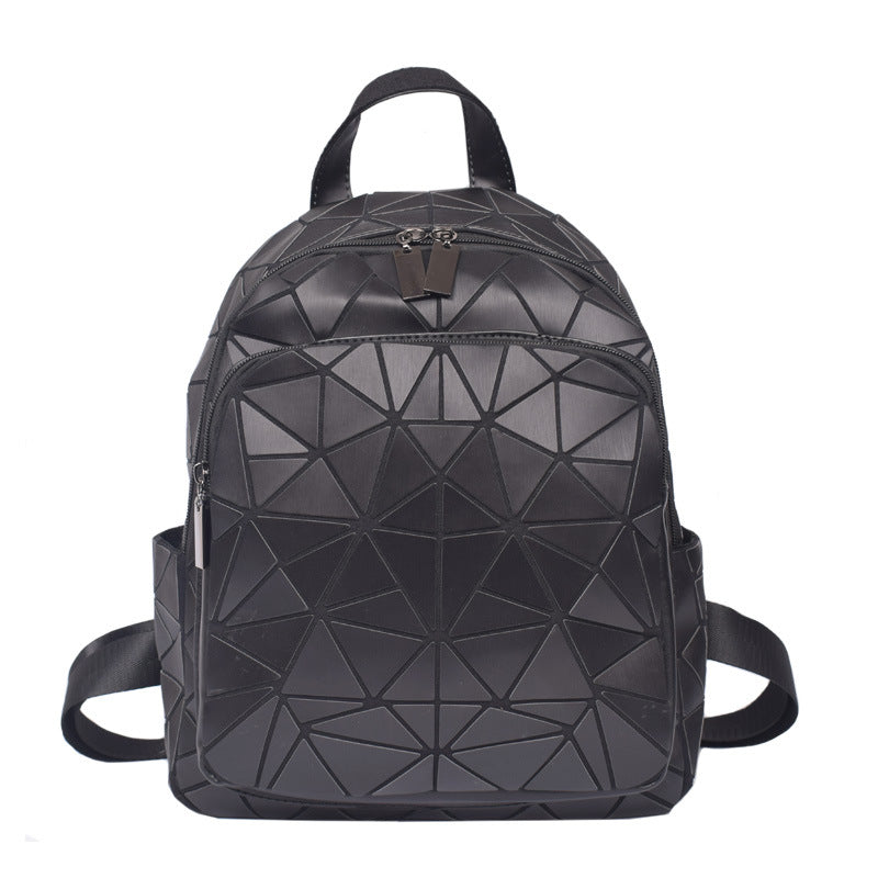 Women's Rhombus Fashion Zipper Luminous Geometric Versatile Backpacks