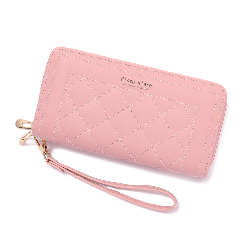 Women's Long Simple Fashion Double Zipper Mobile Bags