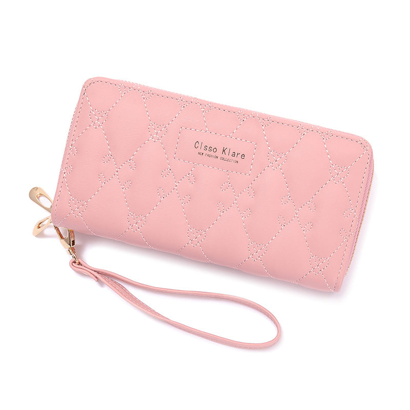 Women's Long Simple Fashion Double Zipper Mobile Bags