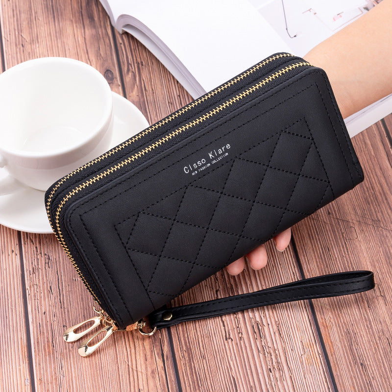 Women's Long Simple Fashion Double Zipper Mobile Bags