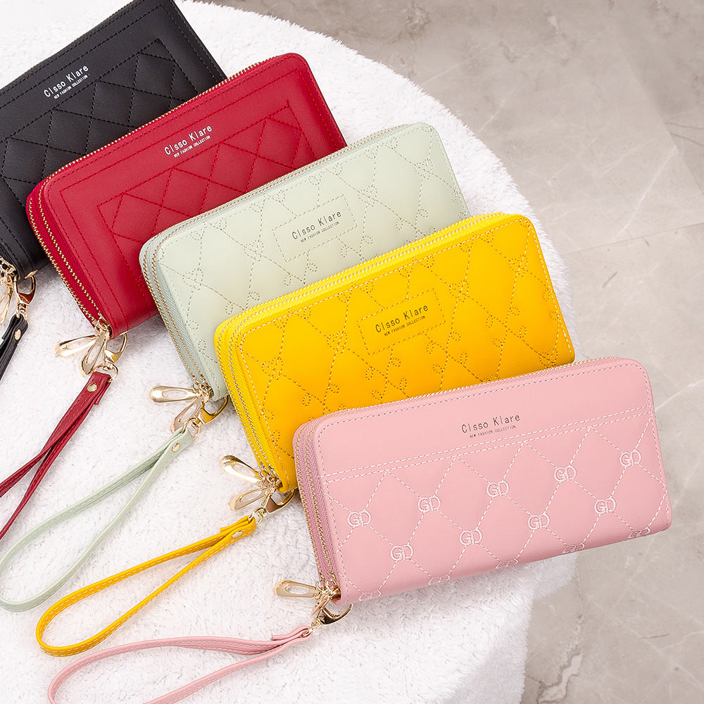 Women's Long Simple Fashion Double Zipper Mobile Bags