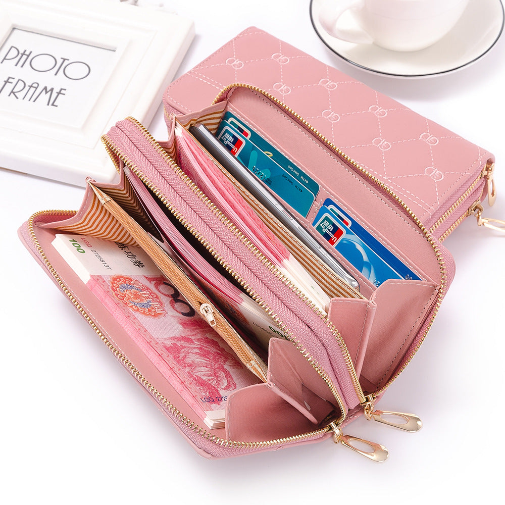 Women's Long Simple Fashion Double Zipper Mobile Bags