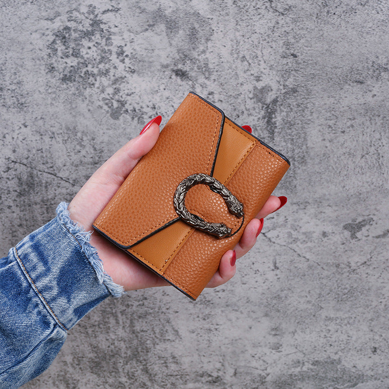 Portefeuilles courts pour femmes avec coutures en cuir, petite pochette pour dames