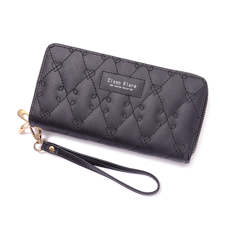 Women's Long Simple Fashion Double Zipper Mobile Bags