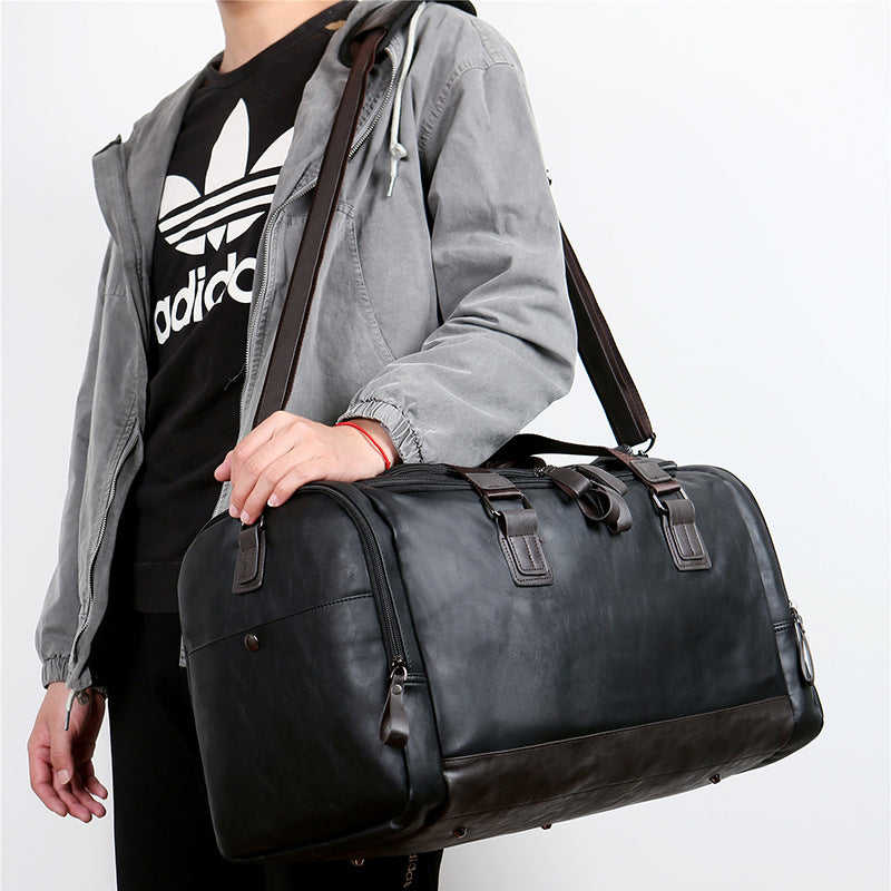 Men's Leather Oversized Capacity Business Korean Style Travel Bags