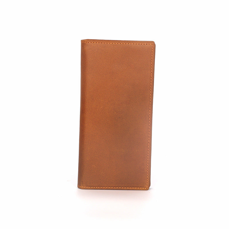 Men's Crazy Horse Leather Long Genuine Business Widened Men's Wallets