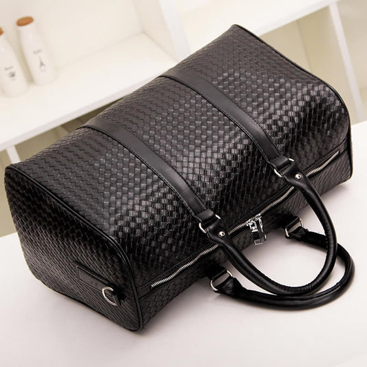 Women's & Men's & Woven Portable Large Capacity Black Travel Bags