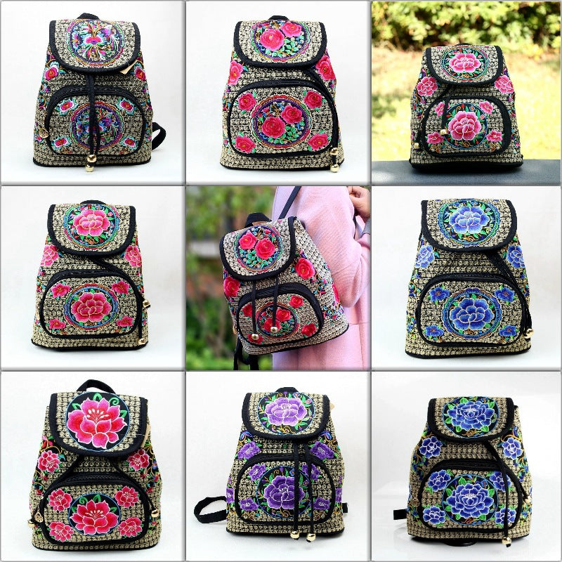 Women's Cool Ethnic Style Canvas Embroidered Backpacks