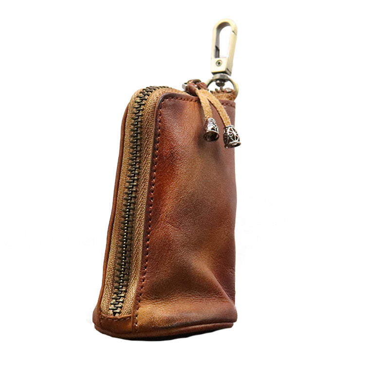 Men's Layer Cowhide Vintage Distressed Large Capacity Key Bags