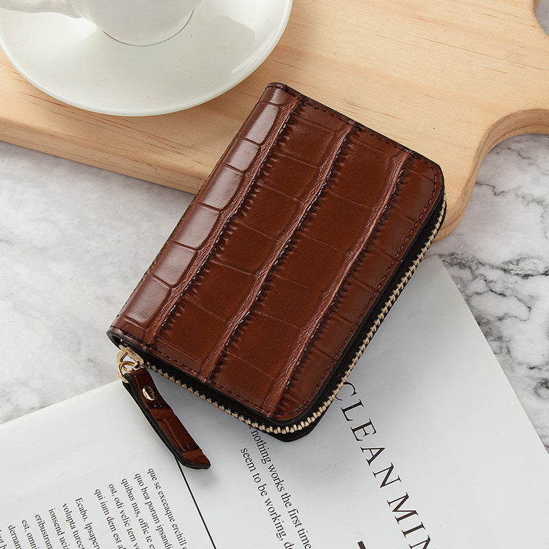 Women's Korean Crocodile Pattern Multiple Slots Driving License Ladies Wallets