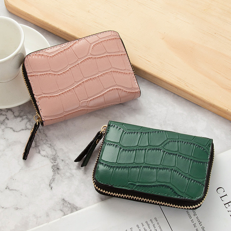 Women's Korean Crocodile Pattern Multiple Slots Driving License Ladies Wallets