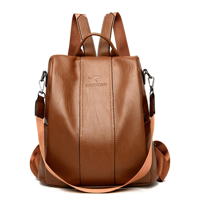 Women's Kangaroo Fashionable Simple Soft Leather Large Backpacks