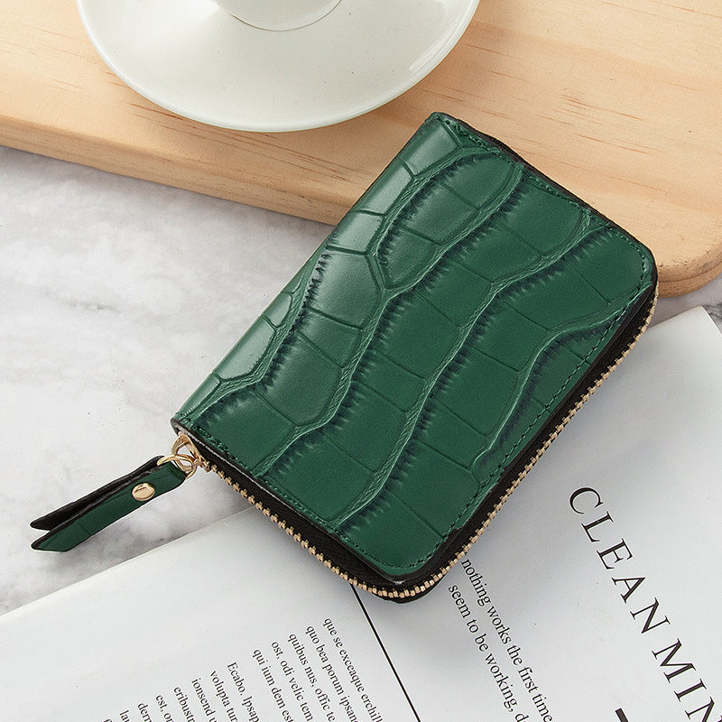 Women's Korean Crocodile Pattern Multiple Slots Driving License Ladies Wallets