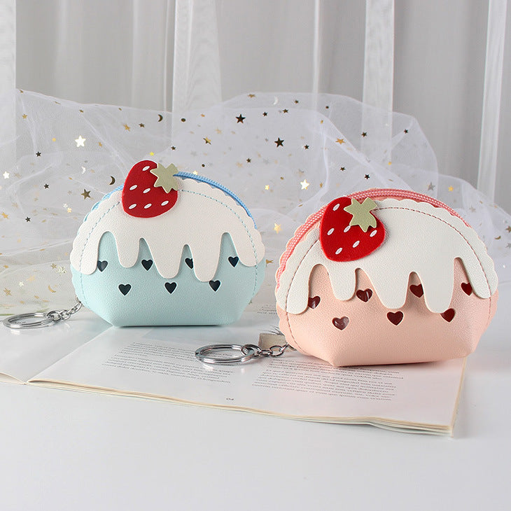 Women's Strawberry Ice Cream Cute Mini Small Change Coin Purses